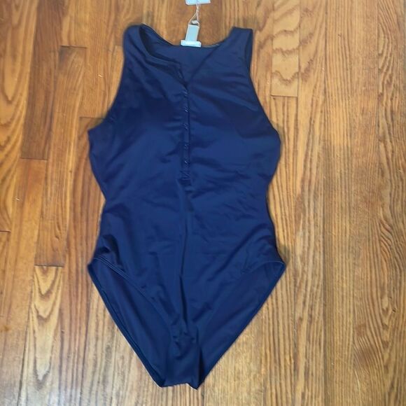 Andie The Malibu One Piece Swimsuit Navy size L NWT minimalist - Picture 3 of 7